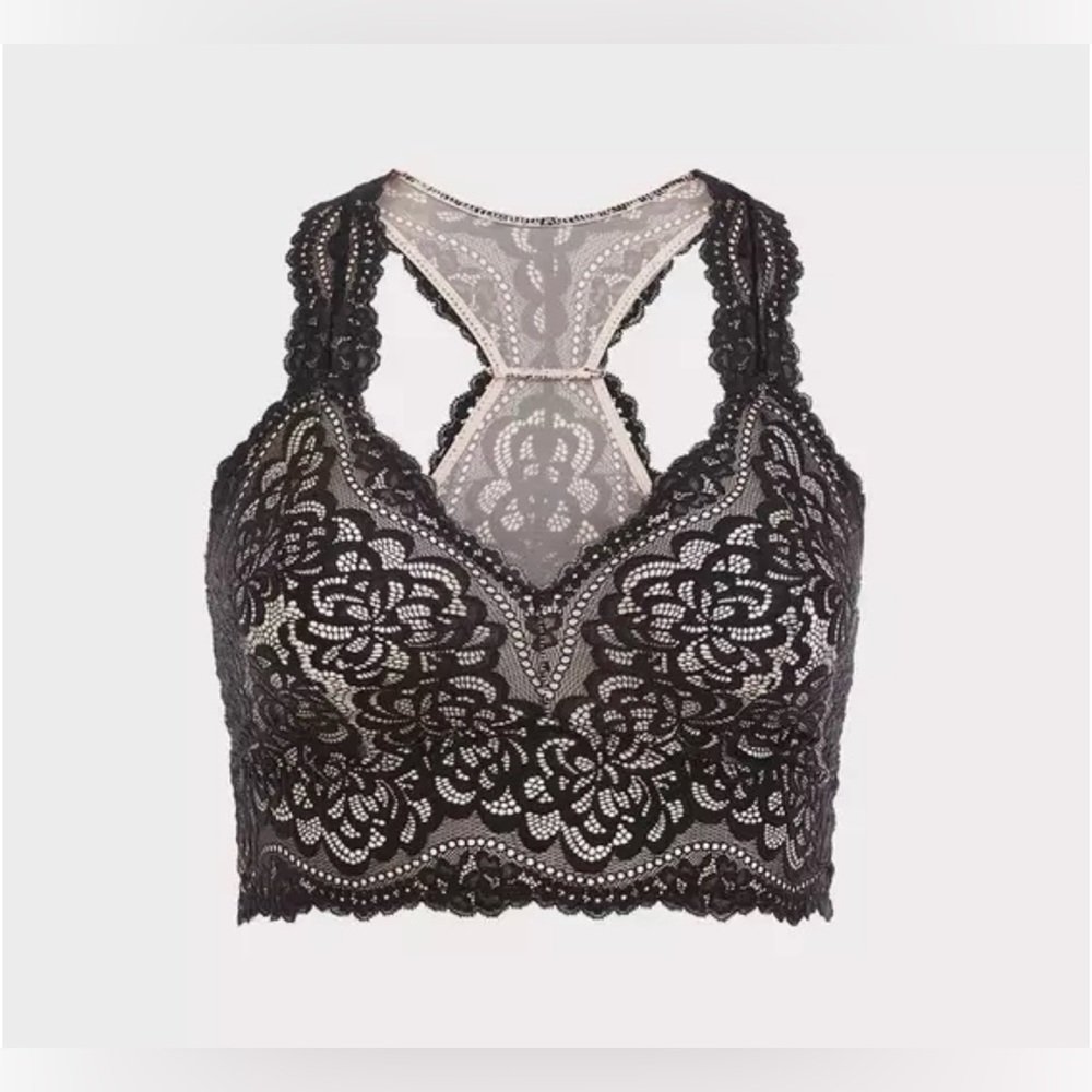 Torrid Unlined Lace Solid Racerback Bralette - Picture 3 of 4